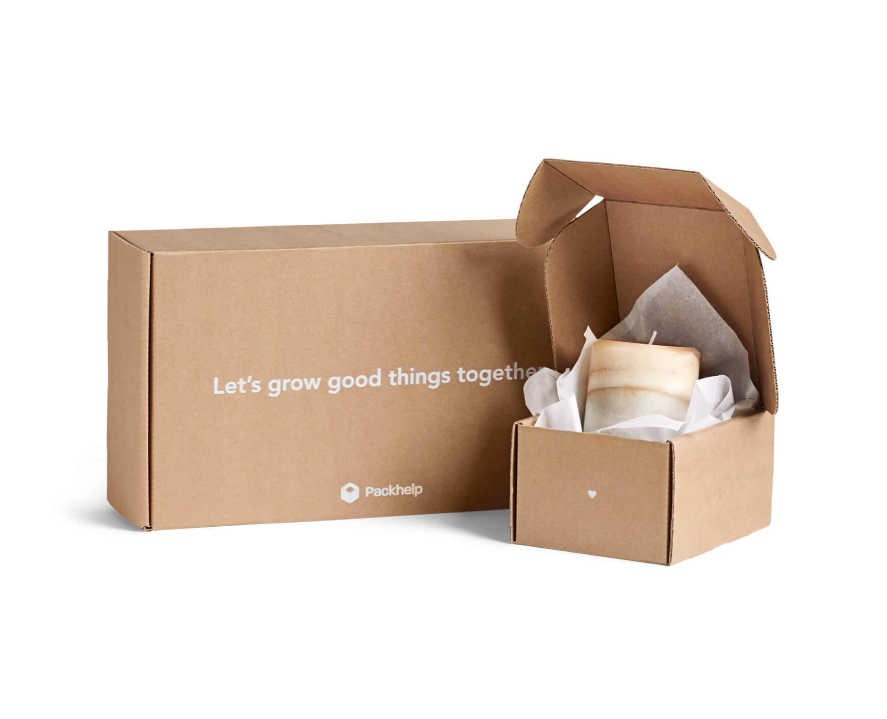 kraft box with white print